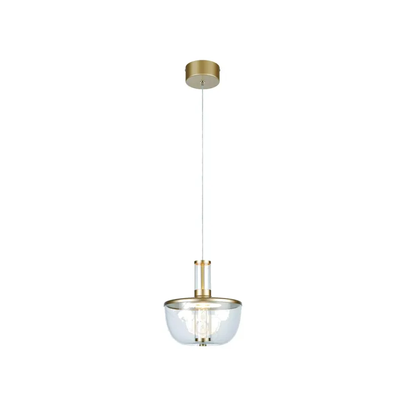 Pendente de Metal Dourado e Acrílico 12W 3000K Bivolt 23x25cm - Sindora DCD01837
