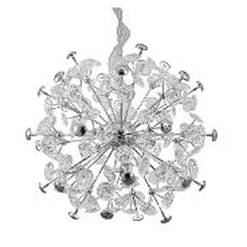 Pendente de Cristal e Metal Cromado 32 Lâmpadas G4 Inclusas 72x72cm - Sindora DCD06231