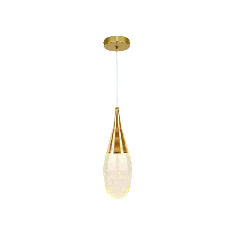 Pendente LED de Cristal e Metal Dourado 5W 3000K Bivolt 7x24cm - Sindora DCD02219