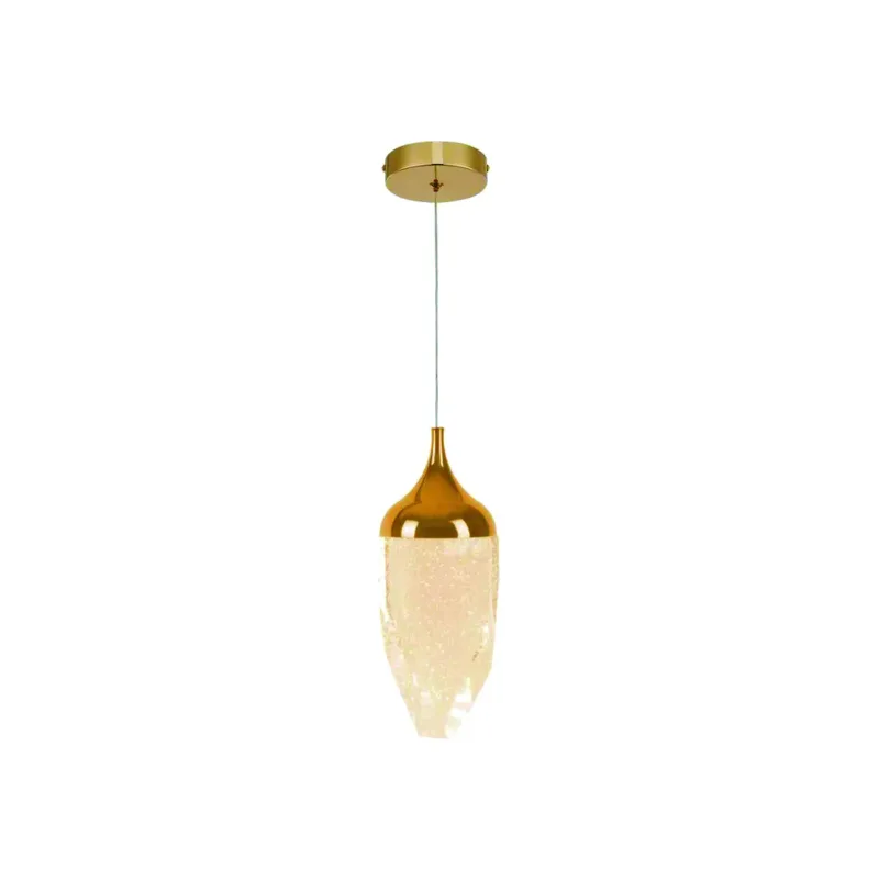 Pendente LED de Cristal e Metal Dourado 5W 3000K Bivolt 7x19cm - Sindora DCD02220