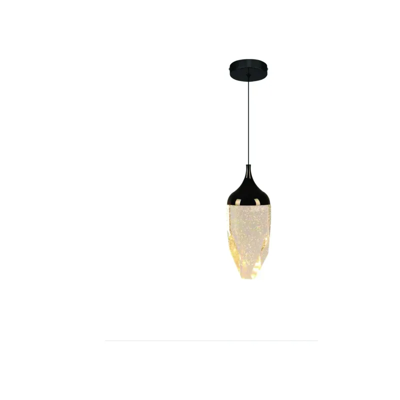 Pendente LED de Cristal e Metal Preto 5W 3000K Bivolt 7x19cm - Sindora DCD02221