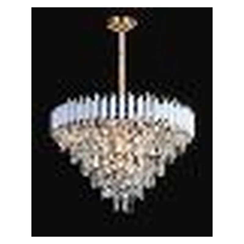 Pendente de Cristal e Metal Dourado e Branco 8 Lâmpadas E14 75x43cm - Sindora DCD06595