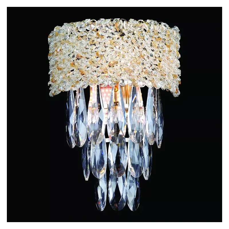 Arandela 24x28CM E14x2 METAL DOURADO+CRISTAL | CANOPLA:16x9CM CX:28x24x17CM 2,8KG Sindora DCB06604