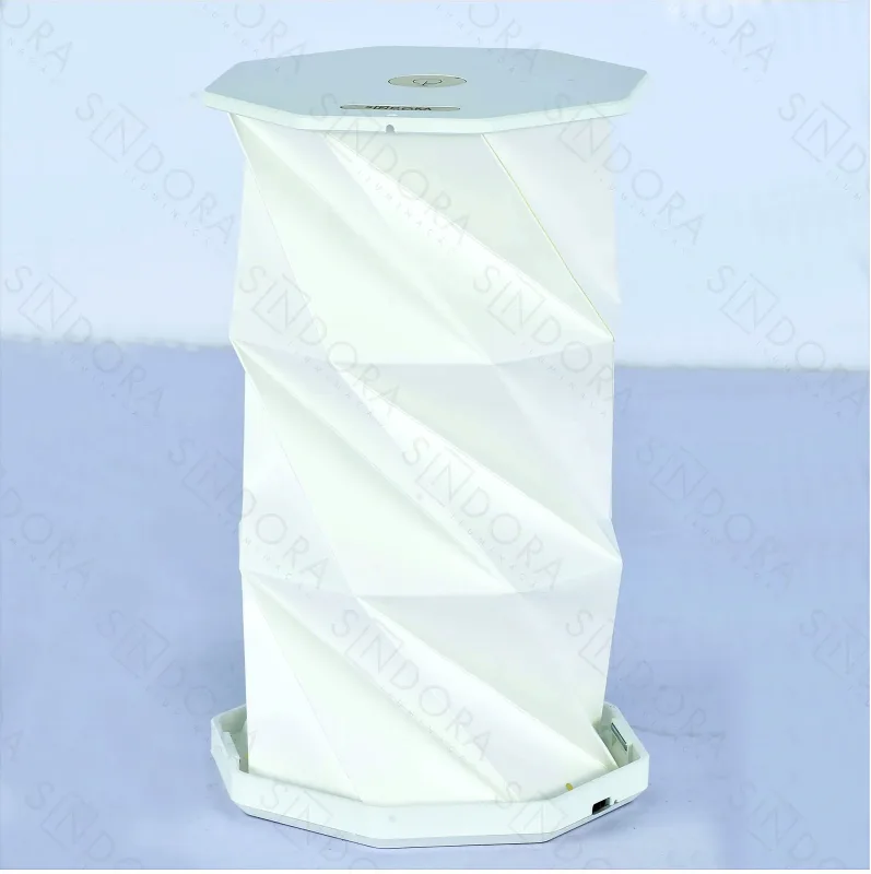 Abajur Sem Fio Recarregável USB de ABS Branco e Dourado com Cúpula de Papel 3000K a 6000K Dimerizável 12x21cm - Sindora DCY02522