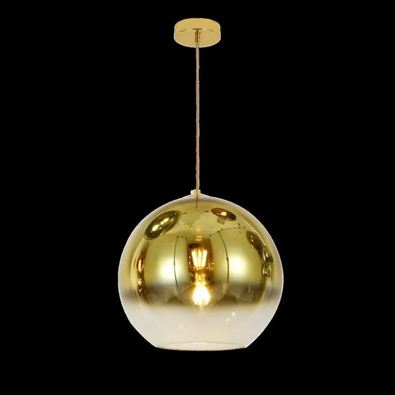 Pendente de Vidro Dourado Gradiente e Metal Dourado 1 Lâmpada E27 25x25cm - Sindora DCD04155