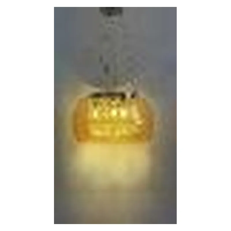 Pendente Cromado com Vidro Gota Âmbar 5 Lâmpadas G9 40cm - Sindora DCD04159