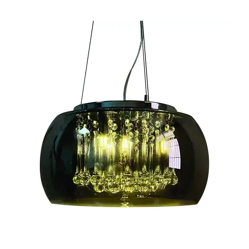 Pendente Cromado com Vidro Gota Fumê 4 Lâmpadas G9 30cm - Sindora DCD04160