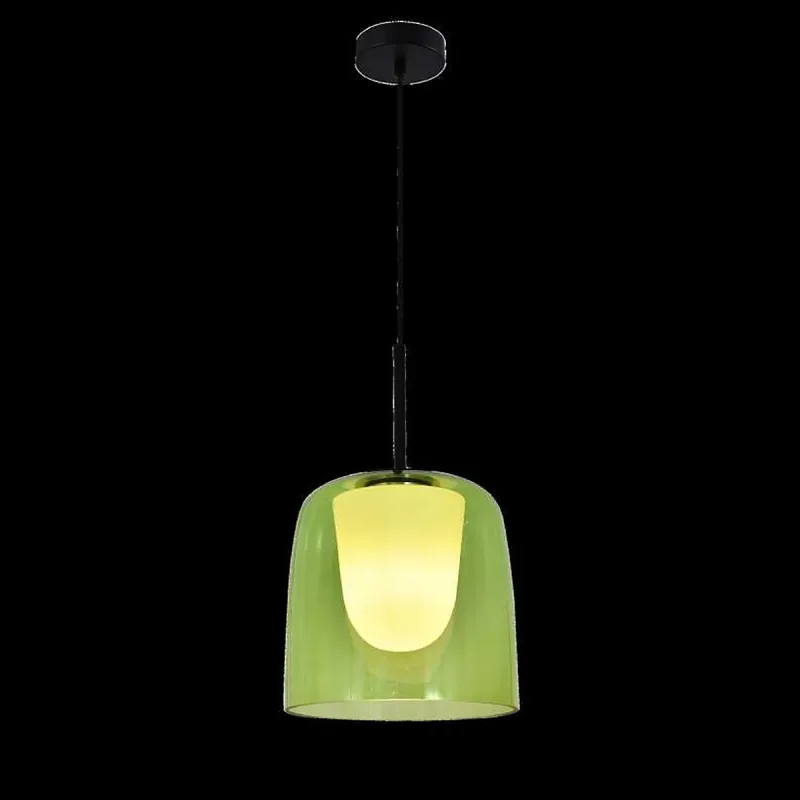 Pendente de Vidro Verde e Metal Preto 1 Lâmpada E27 20x35cm - Sindora DCD04165
