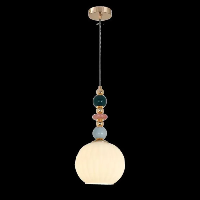 Pendente de Vidro, Metal e Cerâmica Branca Leitosa 1 Lâmpada E27 20x38cm - Sindora DCD04166