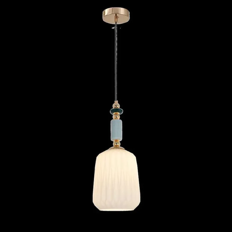 Pendente de Vidro, Metal e Cerâmica Branca Leitosa 1 Lâmpada E27 20x49cm - Sindora DCD04168