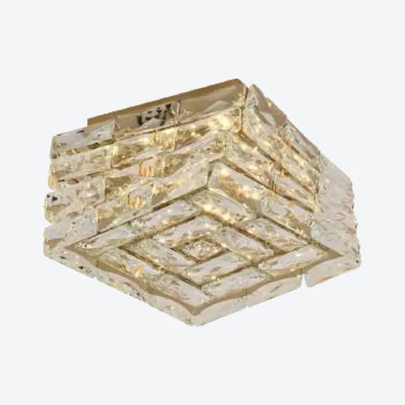 Plafon Ø30CM 20W 2000LM 3000K BIVOLT INOX DOURADO+CRISTAL TRANSPARENTE CX:33x33x19CM 3,7KG Sindora DCX02910