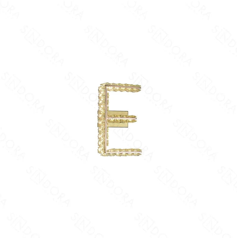 Arandela LETRA E Ø18x28CM 8W 3000K 800LM BIVOLT METAL DOURADO+CRISTAL TRANSPARENTE CX MASTER:69x34x52CM 18,3KG (10 UN.) Sindora DCB02924