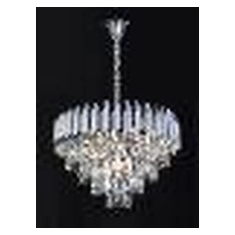 Pendente de Cristal e Metal Cromado 9 Lâmpadas E14 55x33cm - Sindora DCD06606