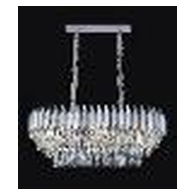 Pendente de Cristal e Metal Cromado 8 Lâmpadas E14 75x35cm - Sindora DCD06609
