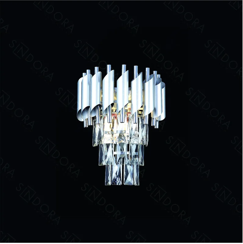 Arandela 26x22CM E14x2 METAL CROMADO+CRISTAL | CANOPLA:16x9CM CX:28x24x15CM 1,8KG Sindora DCB06610