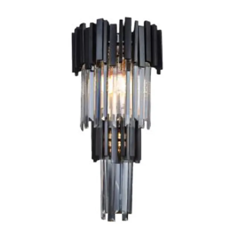 Arandela 28x59CM E14x3 METAL PRETO+CRISTAL | CANOPLA:16x12CM CX:45x31x19CM 3KG Sindora DCB06621