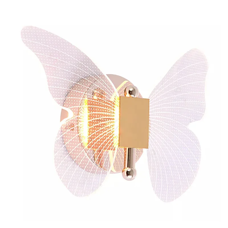 Arandela MINI BORBOLETA 19x25CM 8W 600LM 3000K BIVOLT METAL DOURADO+ACRILICO Sindora QB05106