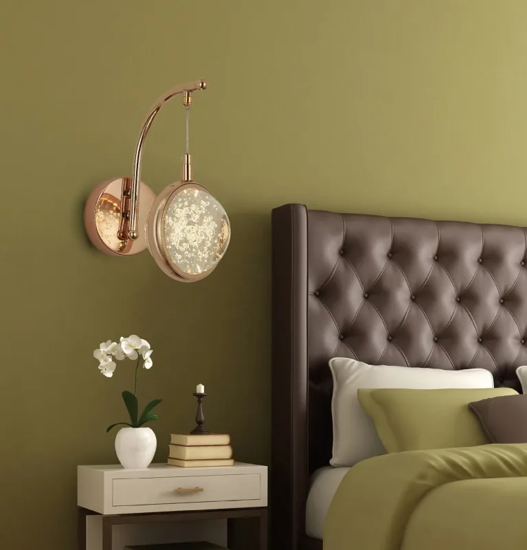 Arandela 12x20CM 7W 525LM 3000K BIVOLT METAL DOURADO+CRISTAL Sindora QB05109