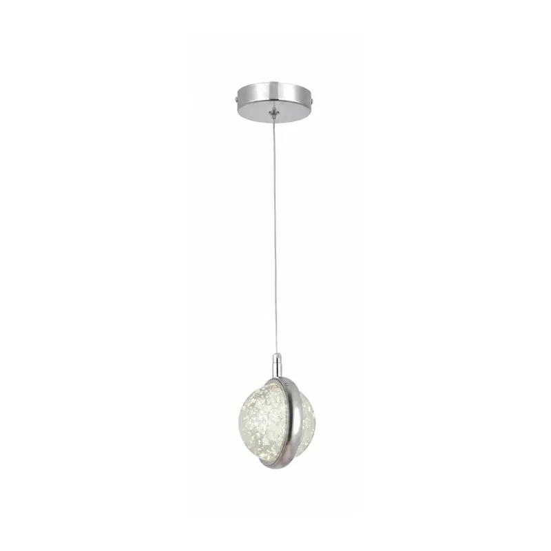 Pendente LED de Cristal e Metal Cromado 7W 3000K Bivolt 12x12cm - Sindora QD05110