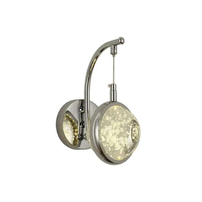Arandela 12x20CM 7W 525LM 3000K BIVOLT METAL CROMADO+CRISTAL Sindora QB05111