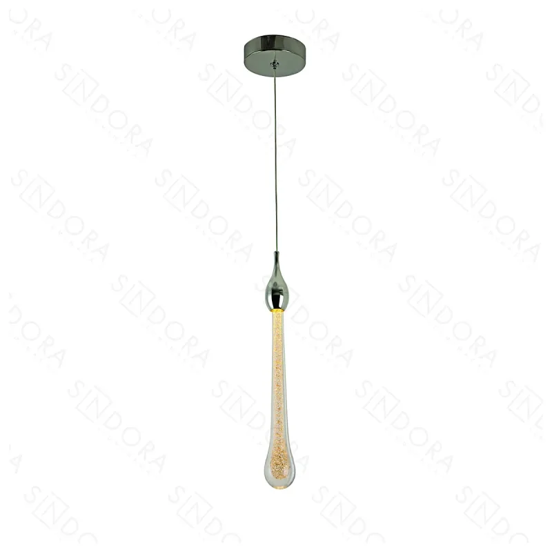 Pendente LED de Cristal e Metal Cromado 3W 3000K Bivolt 5x30cm - Sindora QD05117