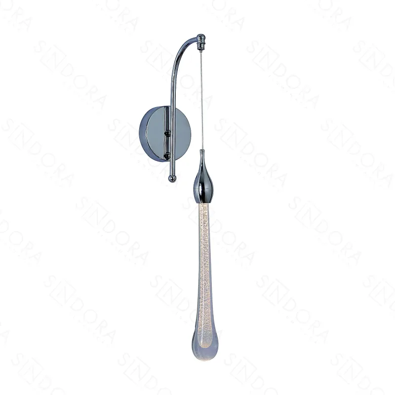 Arandela 5x50CM 3W 225LM 3000K BIVOLT METAL CROMADO+CRISTAL | CANOPLA:10x2,5CM CX MASTER:68x27,5x33,5CM 8,6KG (10 UN.) CX UN.:32x13x13CM 0,8KG Sindora QB05119