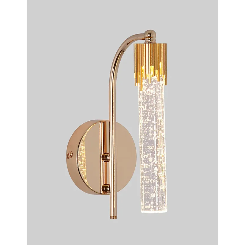 Arandela 3,5x24CM 5W 375LM 3000K BIVOLT METAL DOURADO+CRISTAL | CANOPLA:10x2,5CM CX MASTER:80x32,5x29CM 9,1KG (10 UN.) CX UN.:15,5x15,5x27,5CM 0,9KG Sindora QB05123