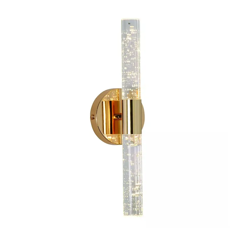 Arandela 3,5x35CM 6W 450LM 3000K BIVOLT METAL DOURADO+CRISTAL | CANOPLA:10x2,5CM CX MASTER:56x23,5x17,5CM 8,8KG (10 UN.) CX UN.:16x11x11CM 0,8KG Sindora QB05126