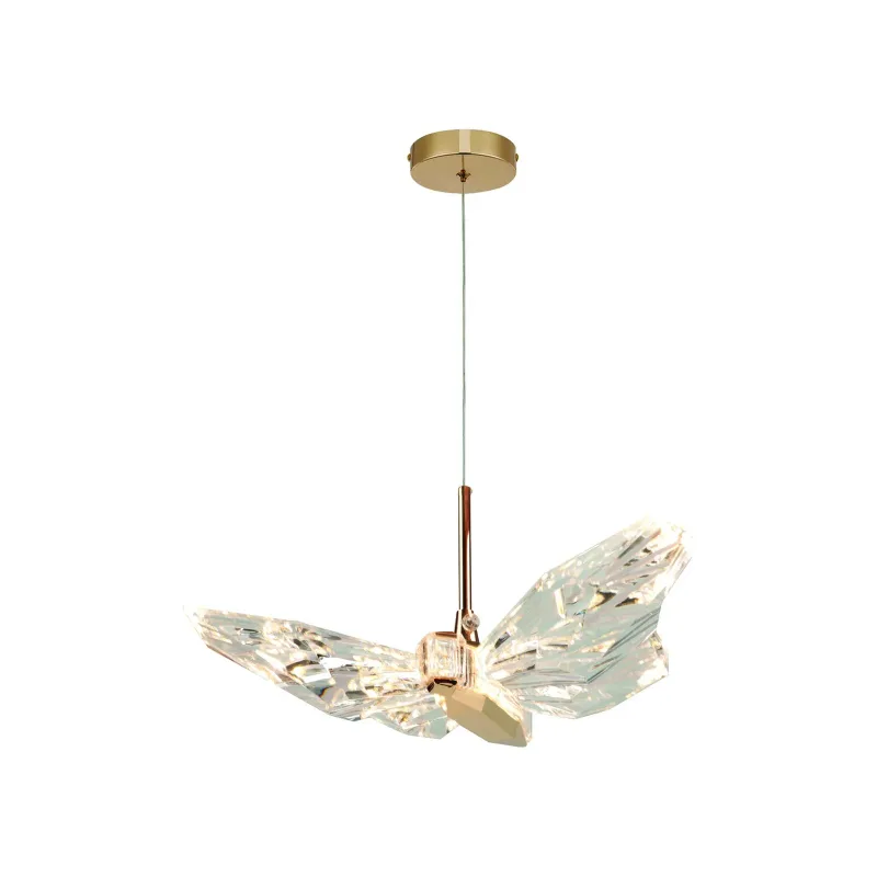 Pendente Mini Borboleta LED de Cristal e Metal Dourado 4W 3000K Bivolt 14x20cm - Sindora QD05131