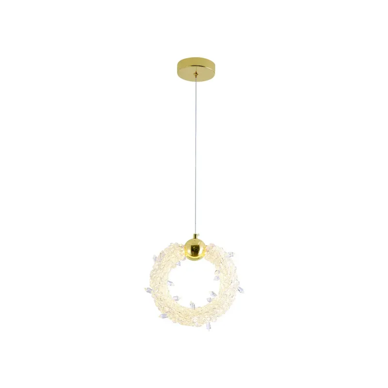 Pendente de Cristal e Metal Dourado 20W 3000K Bivolt 25x25cm - Sindora QD05155