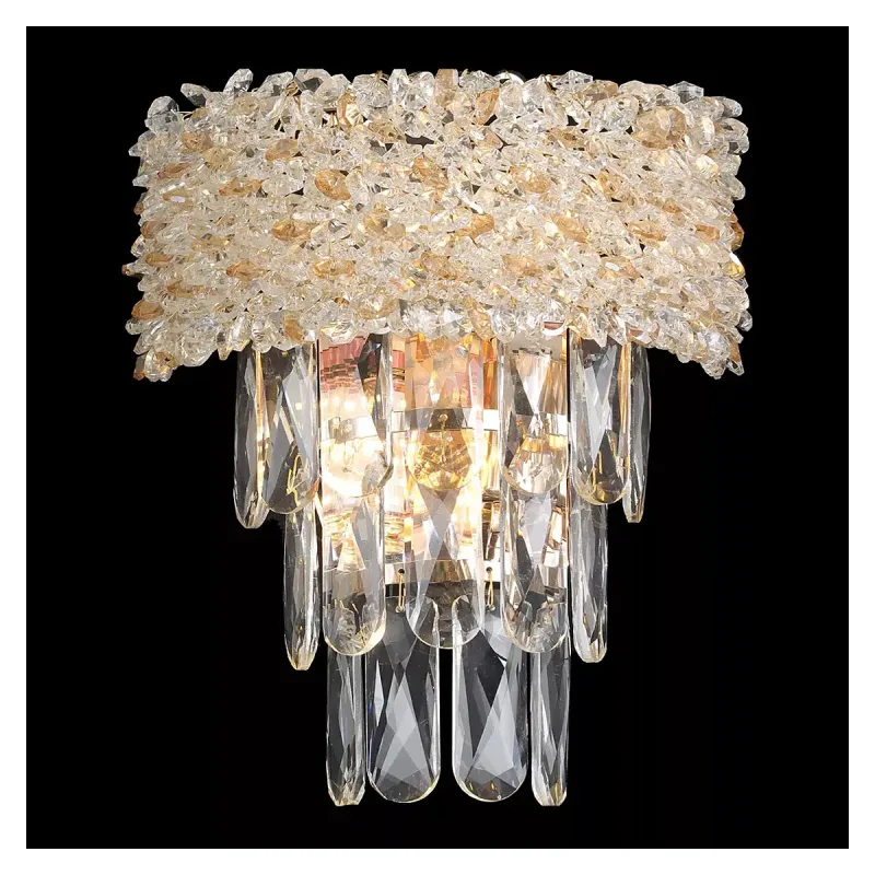 Arandela 24x26CM E14x2 METAL DOURADO+CRISTAL | CANOPLA:16x9CM CX:26x22x16CM 1,9KG Sindora DCB06583
