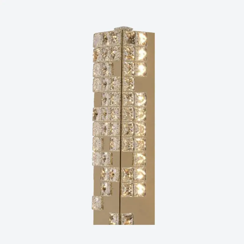 Arandela 12x44CM 16W 1600LM 3000K BIVOLT INOX DOURADO+CRISTAL TRANSPARENTE CX:50x18x17CM 2,4KG Sindora DCB02956