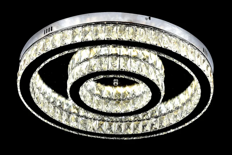 Plafon Ø20x40CM 21W 3000K 4000K 6000K 2100LM CONTROLE BIVOLT INOX CROMADO+CRISTAL CX:45x45x13CM 4,5KG Sindora DCX01412