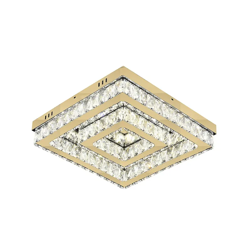 Plafon 20x40CM 36W 3000K 4000K 6000K 3600LM CONTROLE BIVOLT INOX DOURADO+CRISTAL CX:46x46x13CM 4,7KG Sindora DCX01414