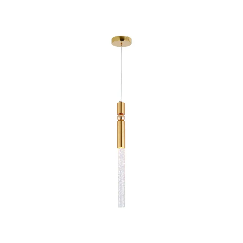Pendente de Cristal e Metal Dourado 5W 3000K Bivolt 3,5x45cm - Sindora QD05177