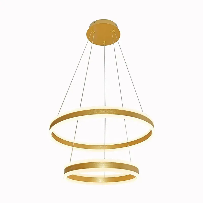 Pendente LED de Metal Dourado e Acrílico Luz Direta e Indireta 126W 3000K Bivolt 40x60cm - Sindora QD05334