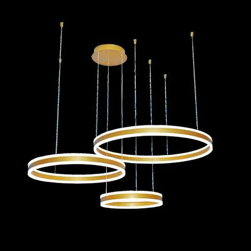 Pendente LED de Metal Dourado e Acrílico Luz Direta e Indireta 226W 3000K Bivolt 40x60x80cm - Sindora QD05336