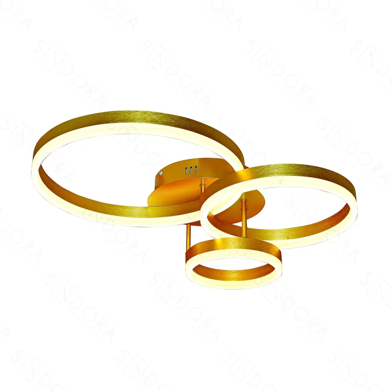 Plafon (LUZ DIRETA) 20x30x40CM 56W 4200LM 3000K BIVOLT METAL DOURADO+ACRILICO | CANOPLA:25x4CM CX:45x45x12,5CM 2,2KG Sindora QX05359