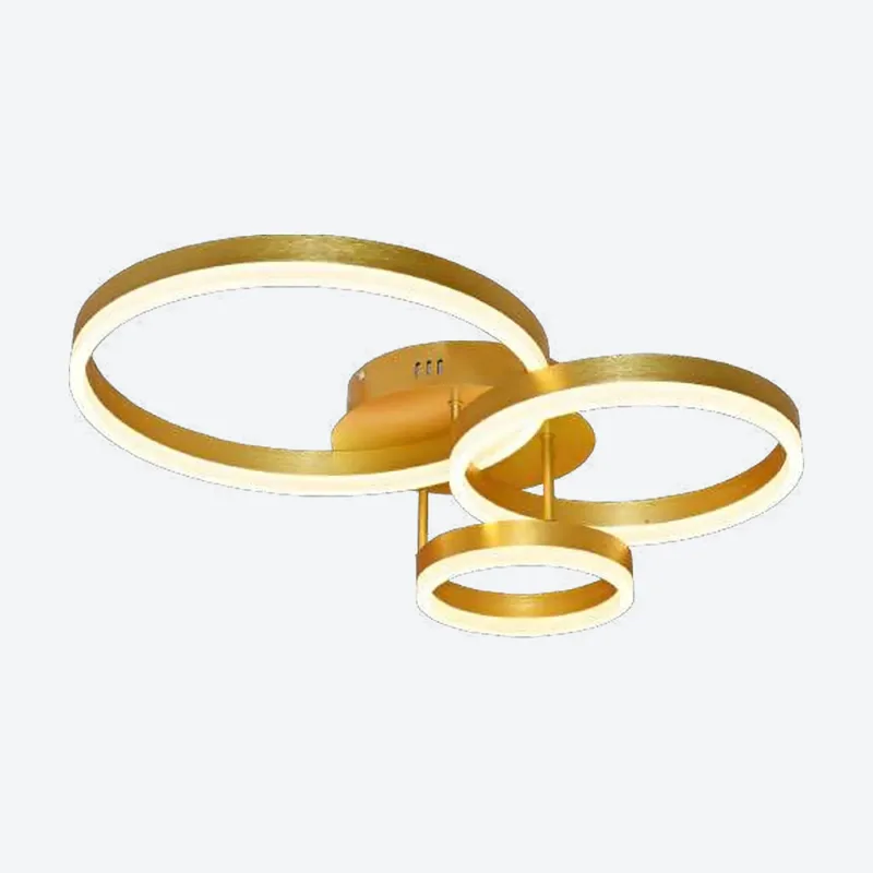 Plafon (LUZ DIRETA) 20x30x40CM 56W 4200LM 3000K BIVOLT METAL DOURADO+ACRILICO Sindora QX05360