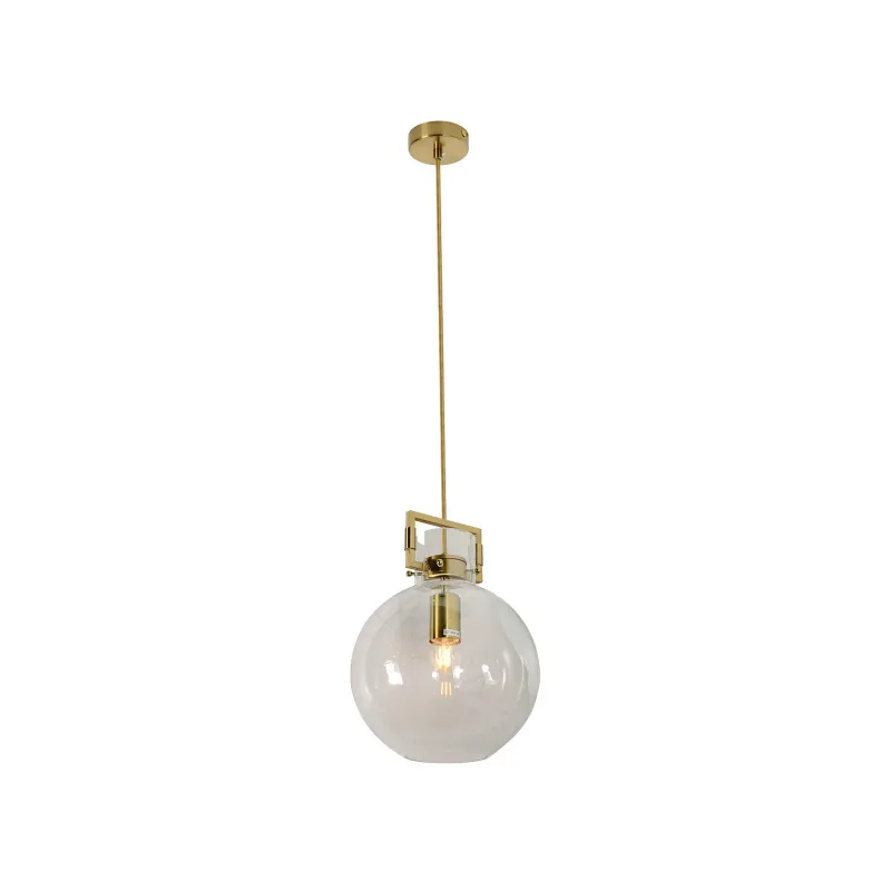 Pendente de Vidro Transparente e Metal Bronze 1 Lâmpada E27 25x33cm - Sindora DCD02957