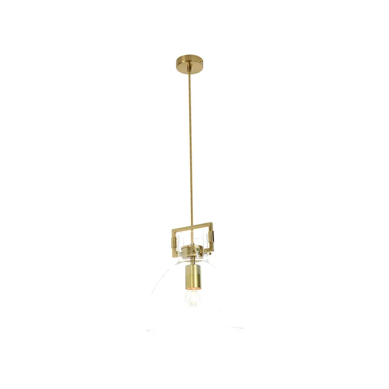Pendente de Vidro Transparente e Metal Bronze 1 Lâmpada E27 29x25cm - Sindora DCD02958