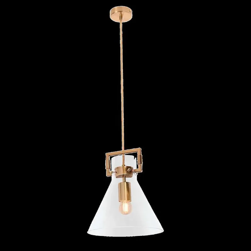 Pendente de Vidro Transparente e Metal Bronze 1 Lâmpada E27 28x25cm - Sindora DCD02959