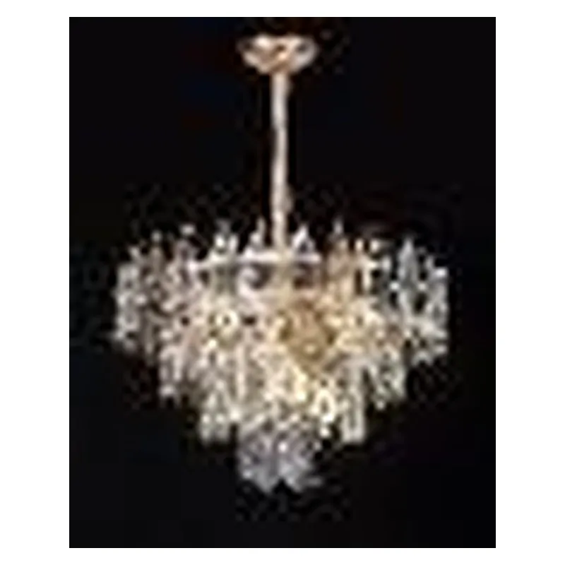 Lustre de Cristal e Metal Dourado 9 Lâmpadas E14 55x37cm - Sindora DCD06627