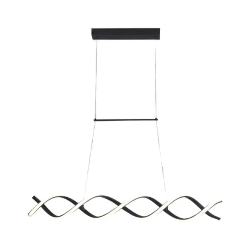 Lustre Pendente Moderno Espiral 90cm Led 32w 3000k Bivolt Preto
