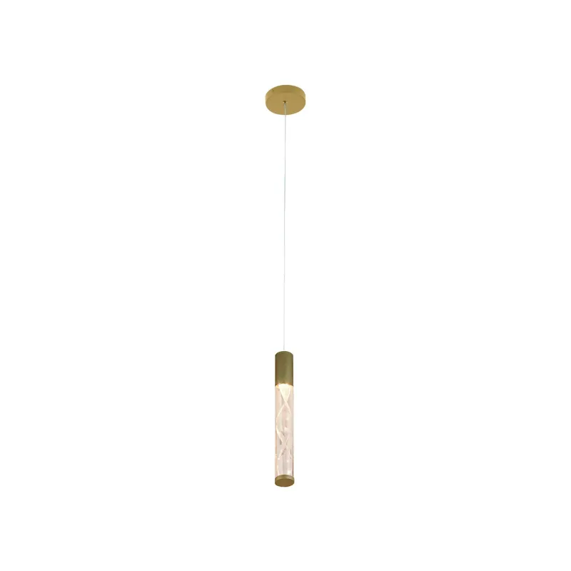Pendente LED de Metal Dourado e Acrílico 7W 3000K Bivolt 5x35cm - Sindora DCD02966