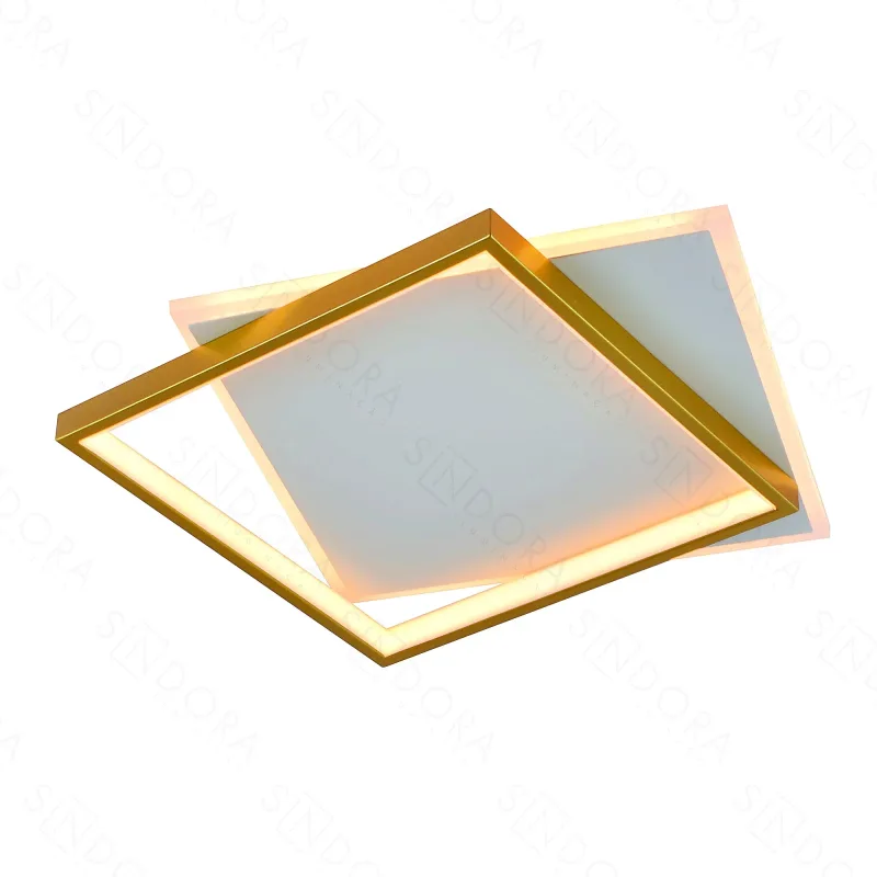 Plafon 40CM 46W 3450LM 3000K 6000K BIVOLT METAL DOURADO+ACRILICO Sindora QX05613