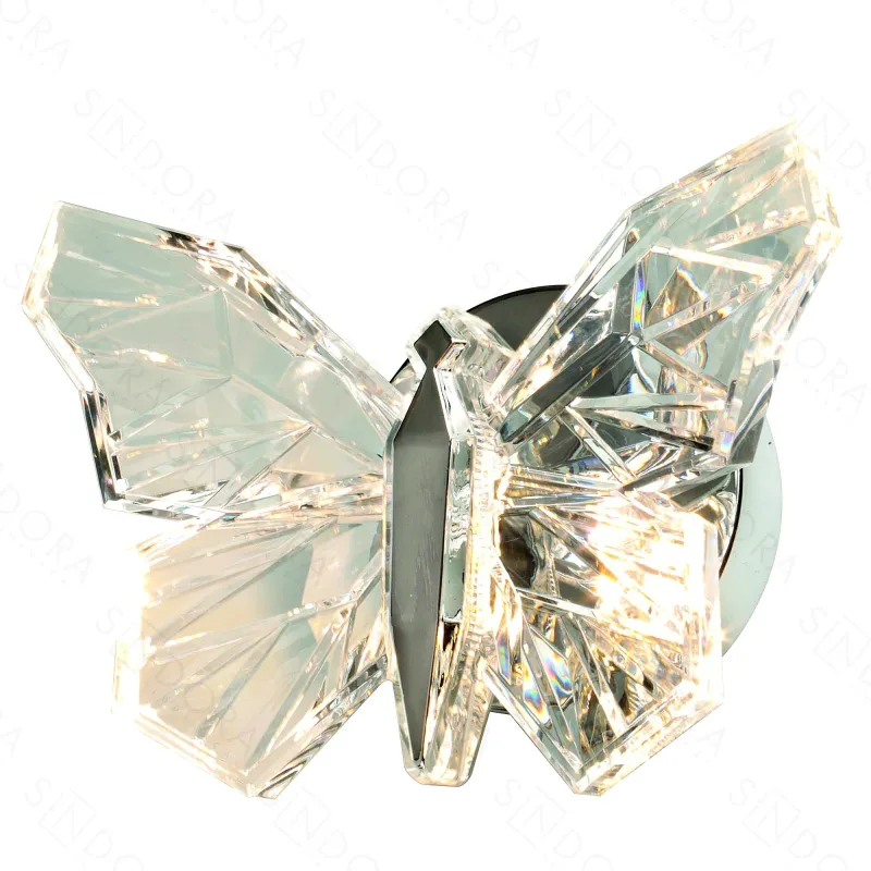 Arandela BORBOLETA 20x14CM 8W 600LM 3000K BIVOLT METAL CROMADO+ACRILICO Sindora QB05196