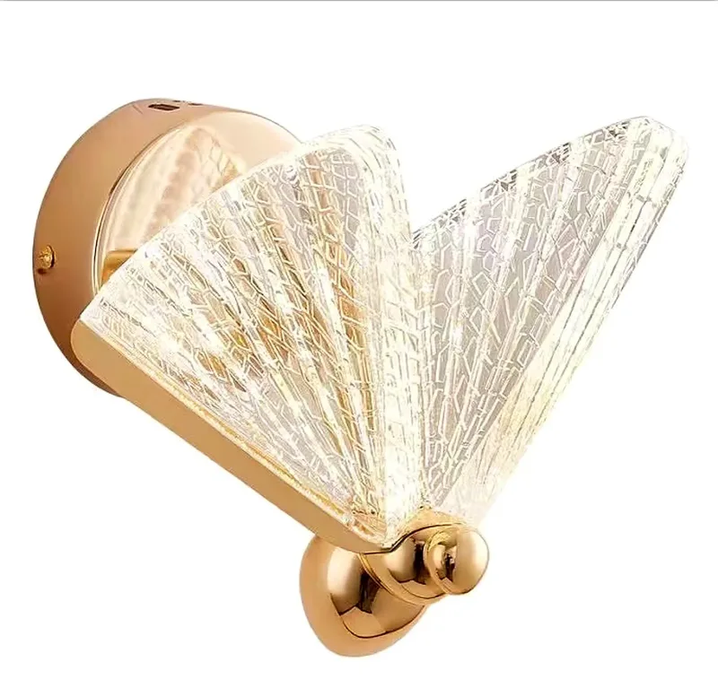Arandela BORBOLETA 22x20CM 6W 450LM 3000K BIVOLT METAL DOURADO+ACRILICO Sindora QB05197