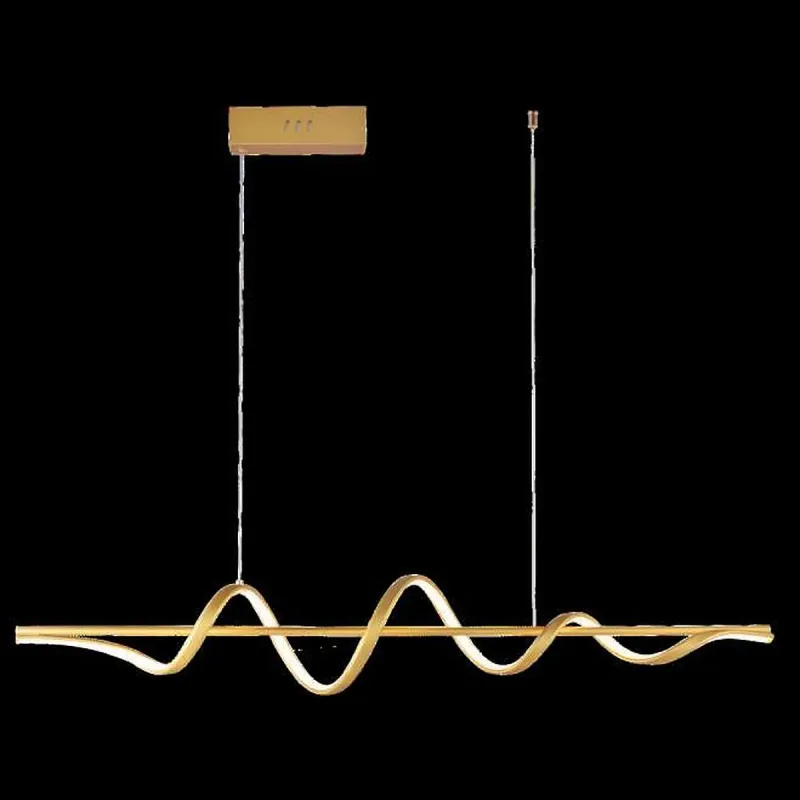 Pendente LED de Metal Dourado e Silicone 42W 3000K Bivolt 120x20cm - Sindora QD05468