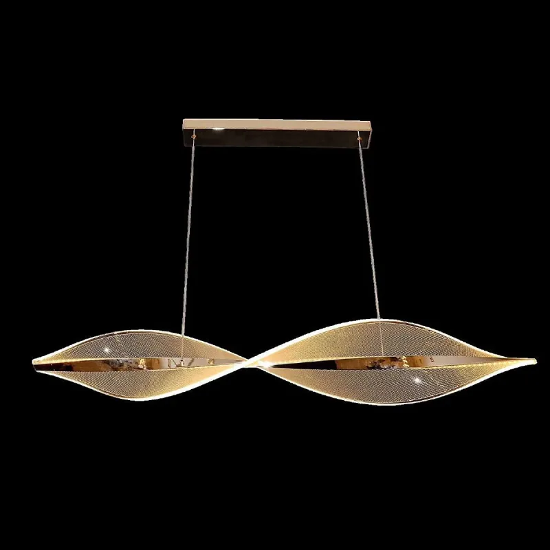 Pendente LED de Metal Dourado e Acrílico 48W 3000K Bivolt 100x22cm - Sindora QD05200